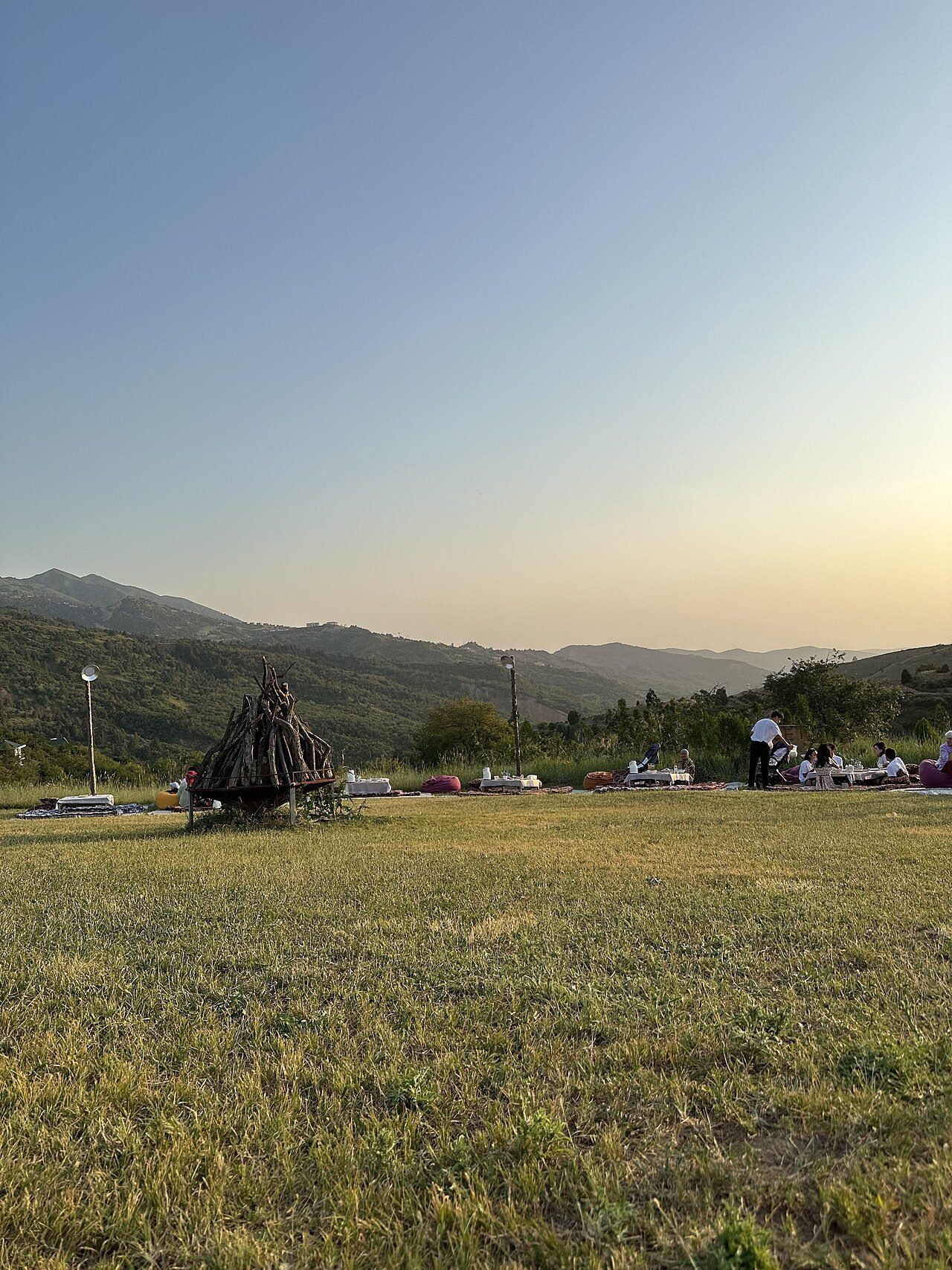 Evening bonfire and picnic at Amirsoy resort