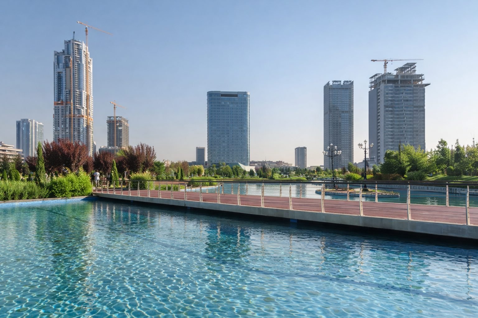 Tashkent City park and skyline